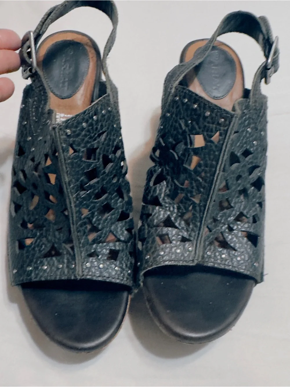 Ariat Fortune Studded Perforated chocolate brown Leather Slingback Sandal